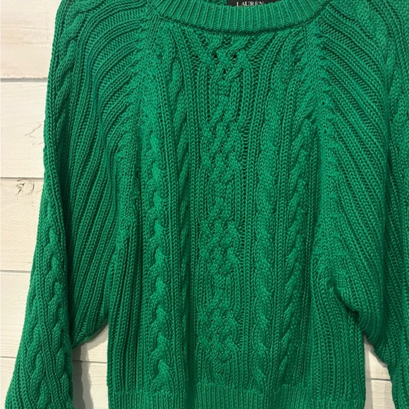 Ralph Lauren Black Label Green Crew Neck Cable Knit Sweater - Picture 12 of 15